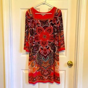 Sandra Darren 3/4 Sleeve Shift Dress-Sz 14